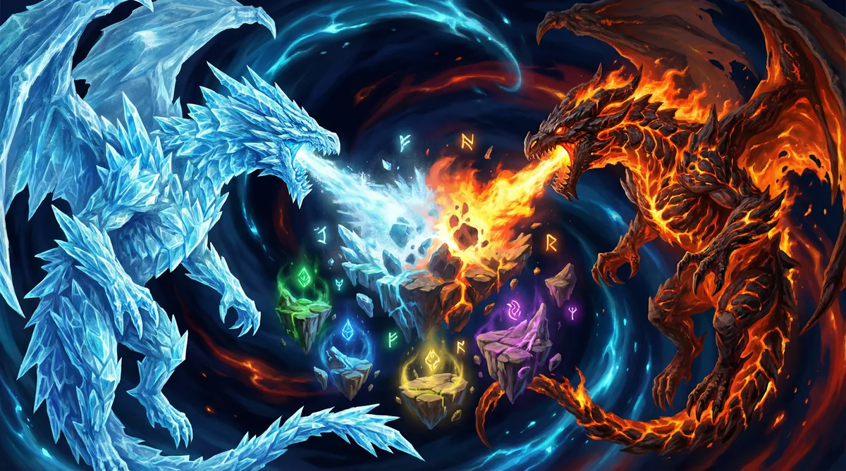 尊龙凯时冰霜巨龙与烈焰巨龙在混沌虚空中激烈缠斗的史诗场景